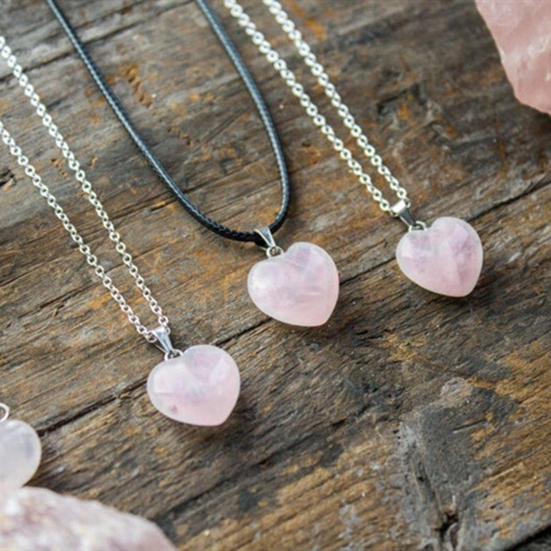 New Heart Crystal Natural Stone Necklace