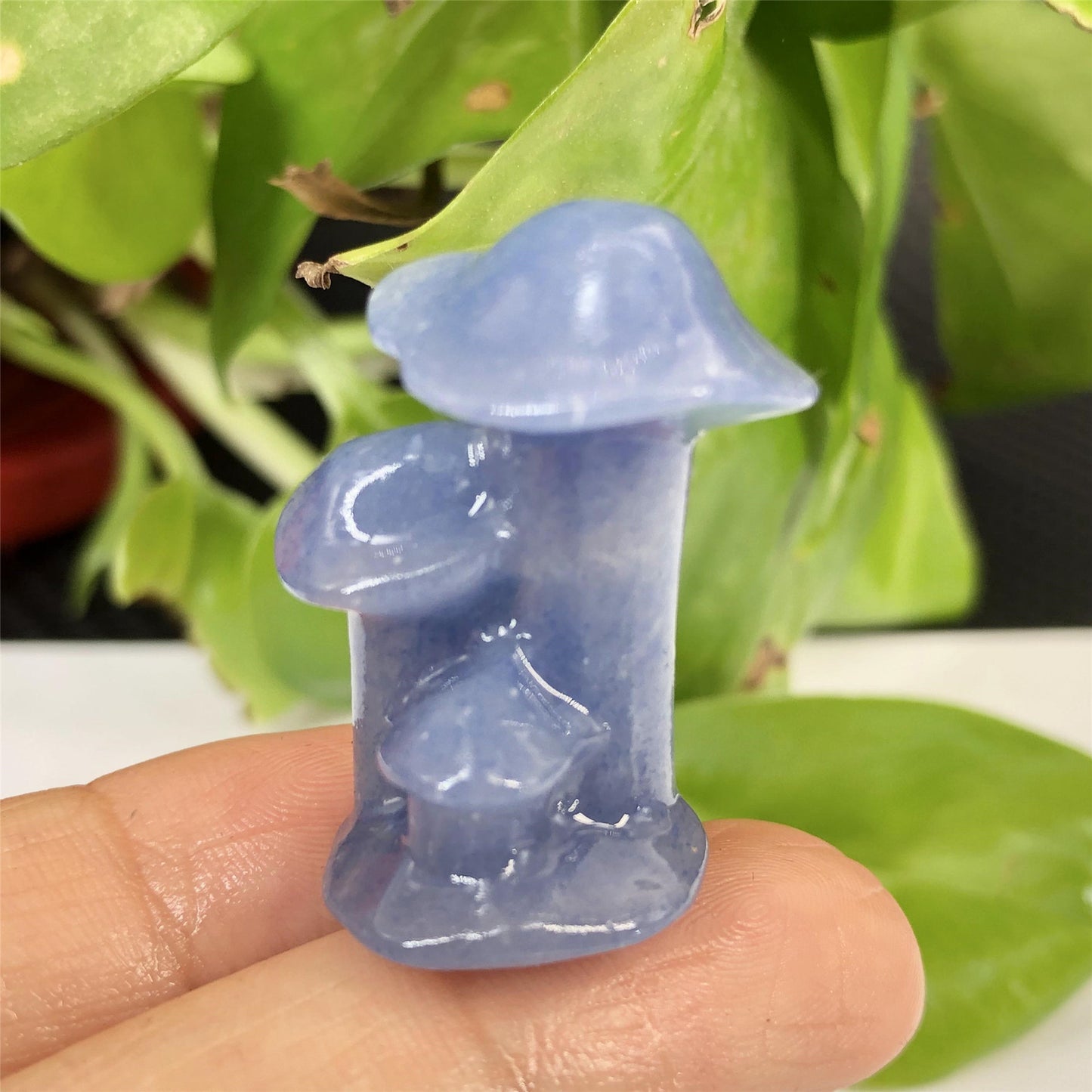 Natural Crystal Carved Blue Aventurine Mushroom Ornament