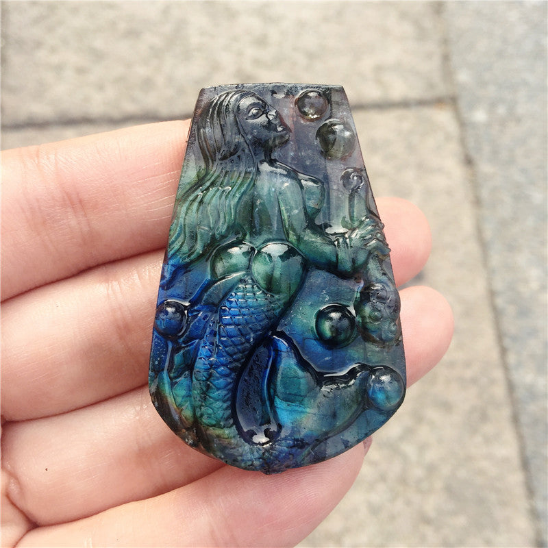 Crystal Mermaid Labradorite Rough Stone Carving