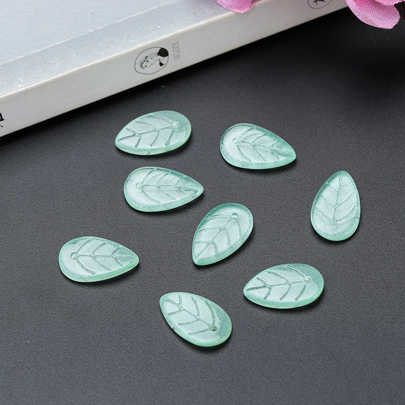 Ancient Wind Step Hairpin Diy Glazed Hairpin Headdress Crystal Glass Imitation Jade Leaves