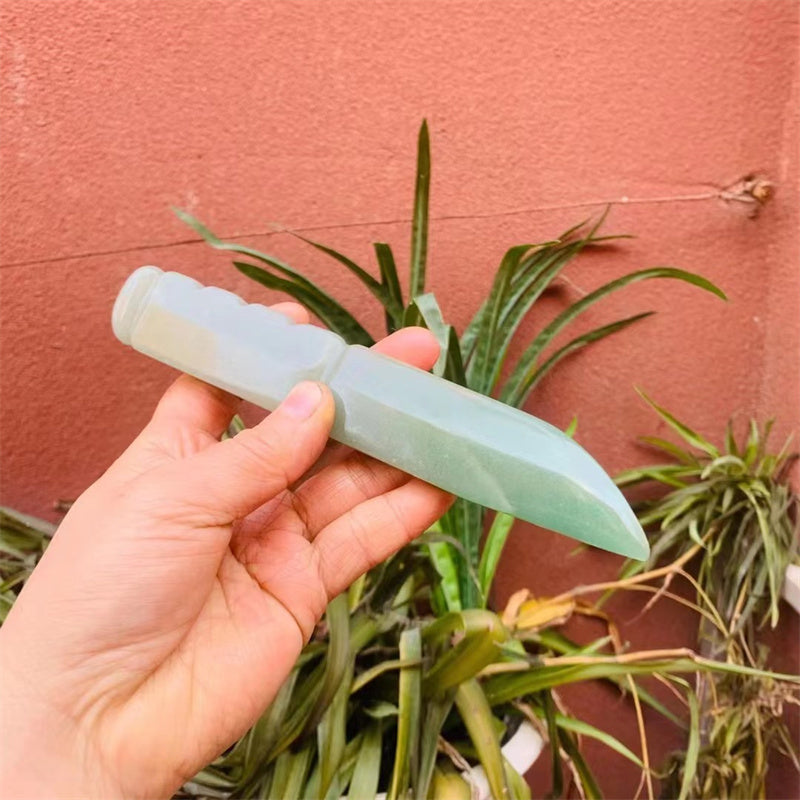 Natural Green Aventurine Dagger Carved Crystal Ornaments