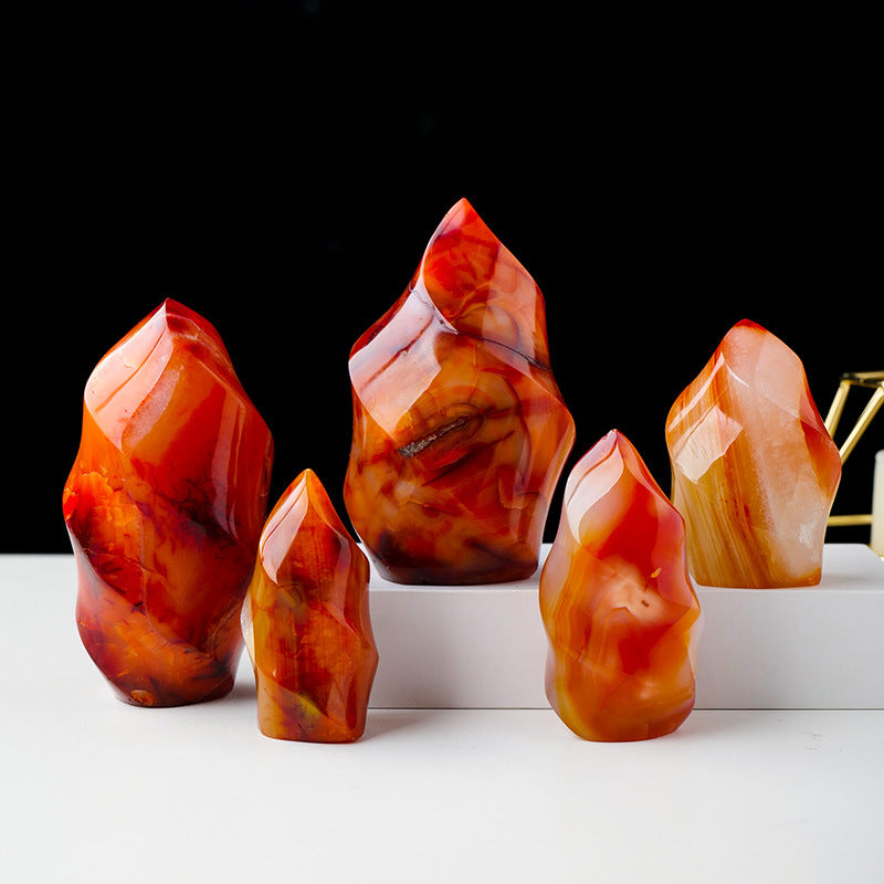 Natural Red Agate Crystal Stone Polished Office Home Decoration