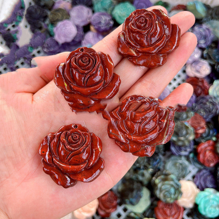 Purple Mica Labradorite Carved Rose Natural Ornament