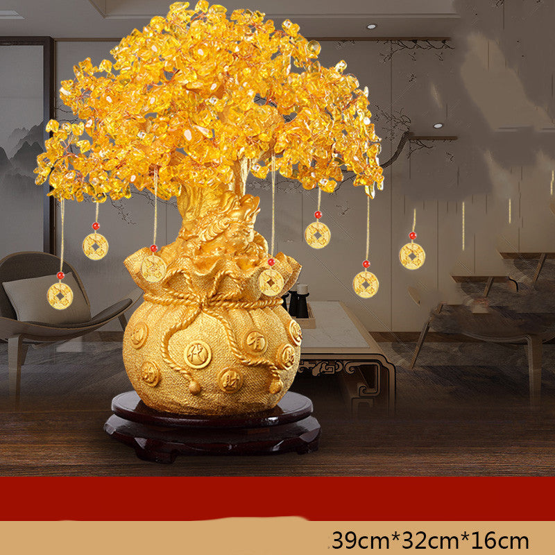 Citrine Fortune Tree Lucky Decorations Home Wine Cabinet  Living Room Shake Money