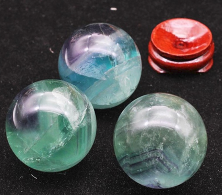 Natural fluorite crystal ball rough polished