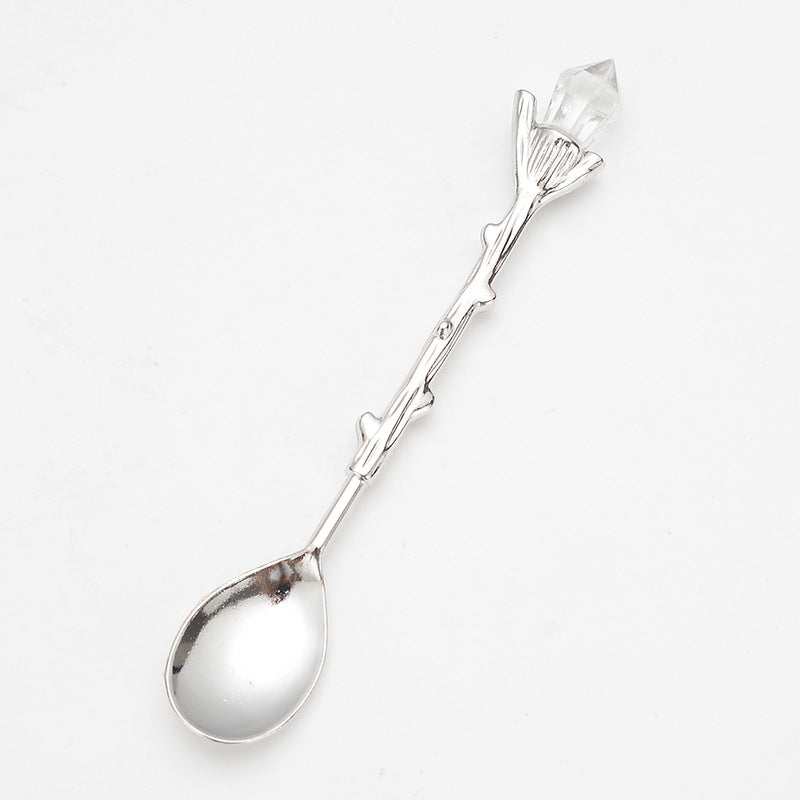 Retro Carved Crystal Head Pattern Alloy Small Spoon