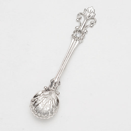 Retro Carved Crystal Head Pattern Alloy Small Spoon