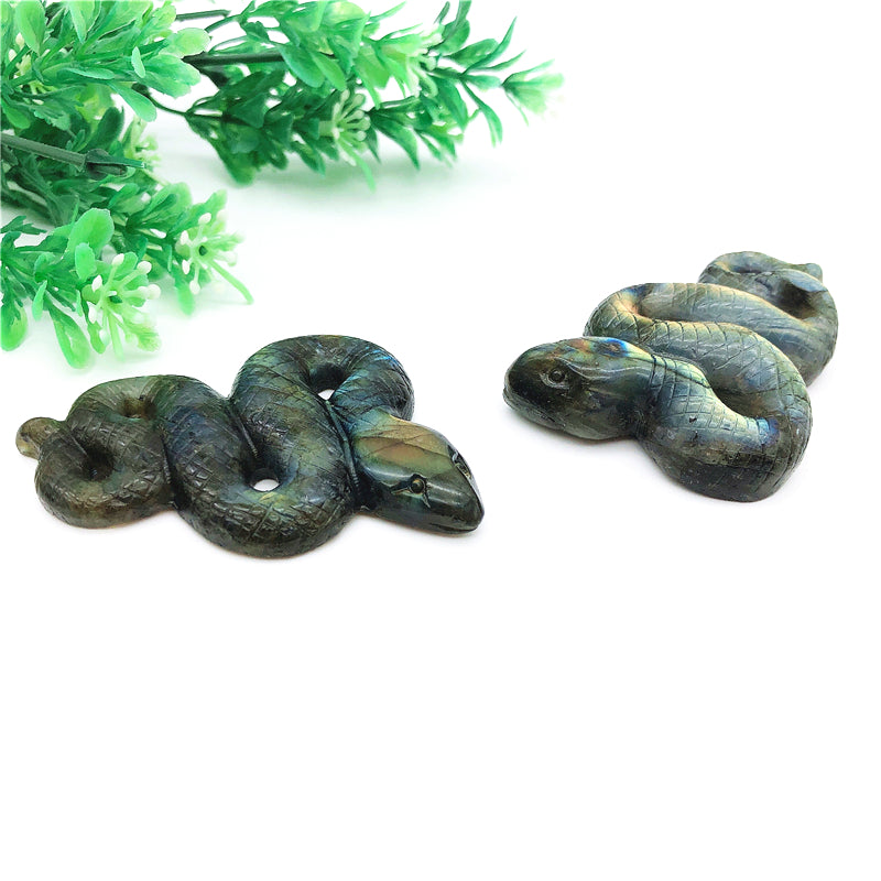 Crystal Carved Snake Labradorite Snake Grey Moonlight Snake