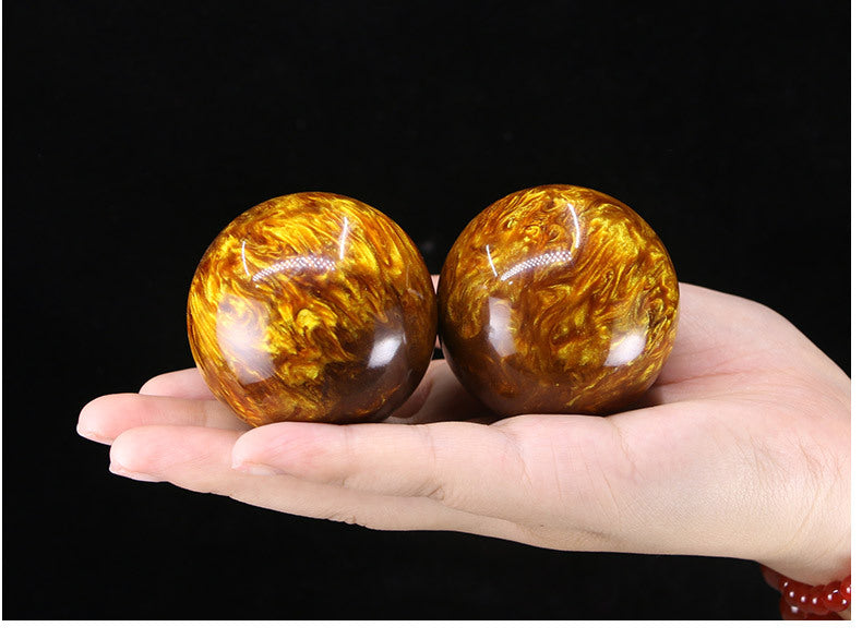 Golden Sea Willow Handball Blood Amber Beeswax Health Resin Ball Wenwan Horn Handball