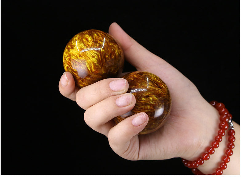 Golden Sea Willow Handball Blood Amber Beeswax Health Resin Ball Wenwan Horn Handball