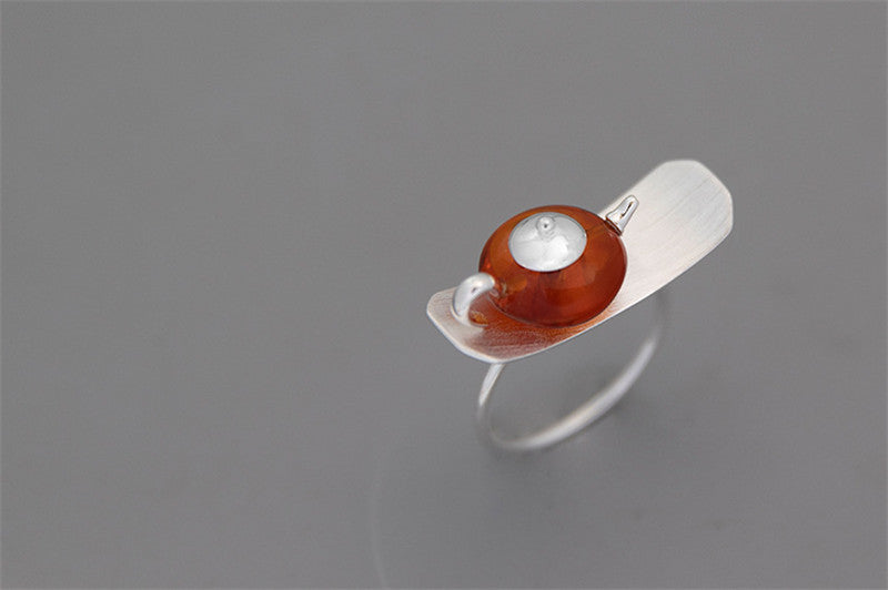 Oriental Classic S925 Sterling Silver Amber Ring