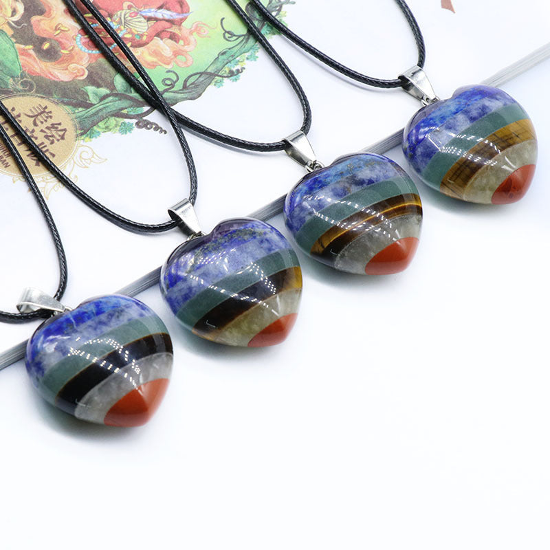 Seven Chakra Natural Crystal Stone Love Pendant Natural Stone