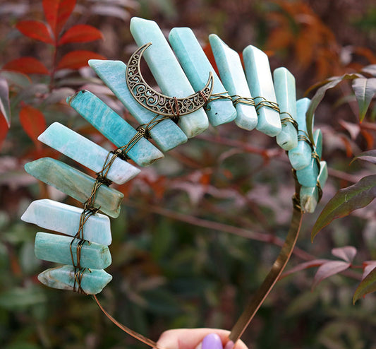 Natural Crystal Amazonite Gray Labradorite Accessories Headband