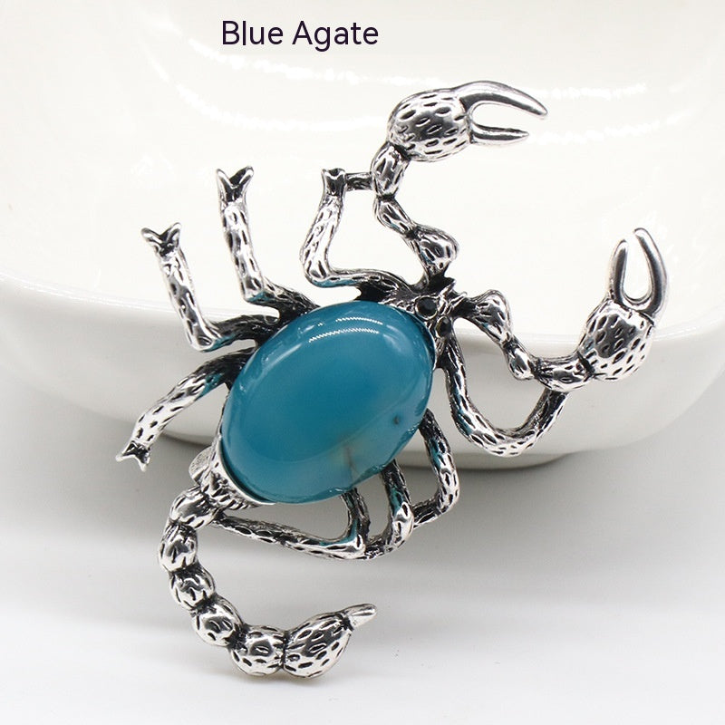 Crystal Agate Shell Scorpion Pendant