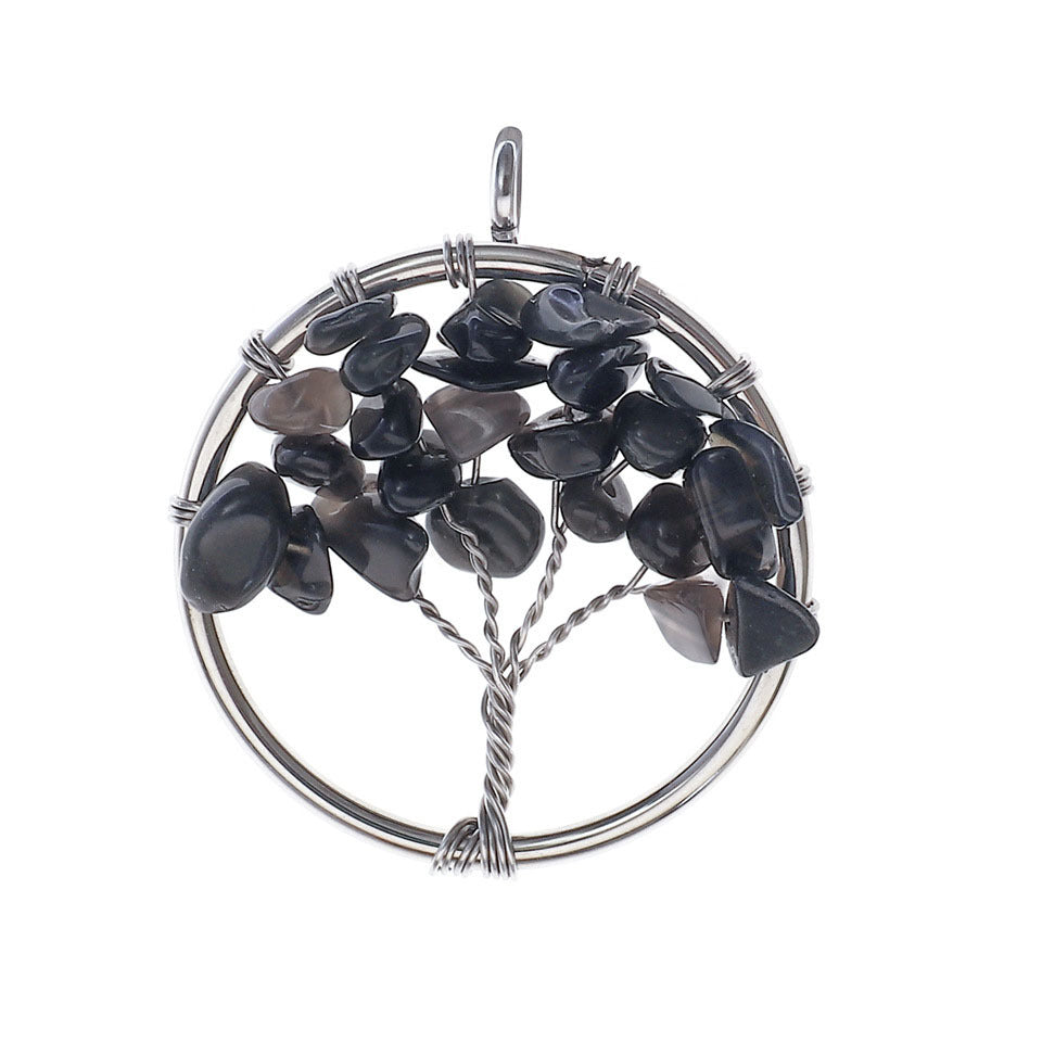 Natural Stone Crystal Life Tree Pendant