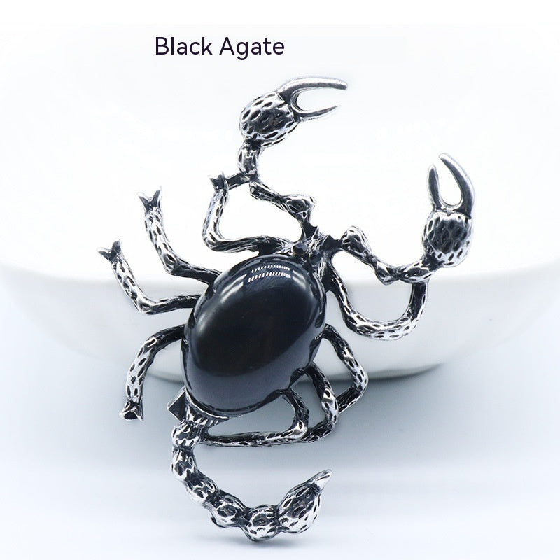 Crystal Agate Shell Scorpion Pendant