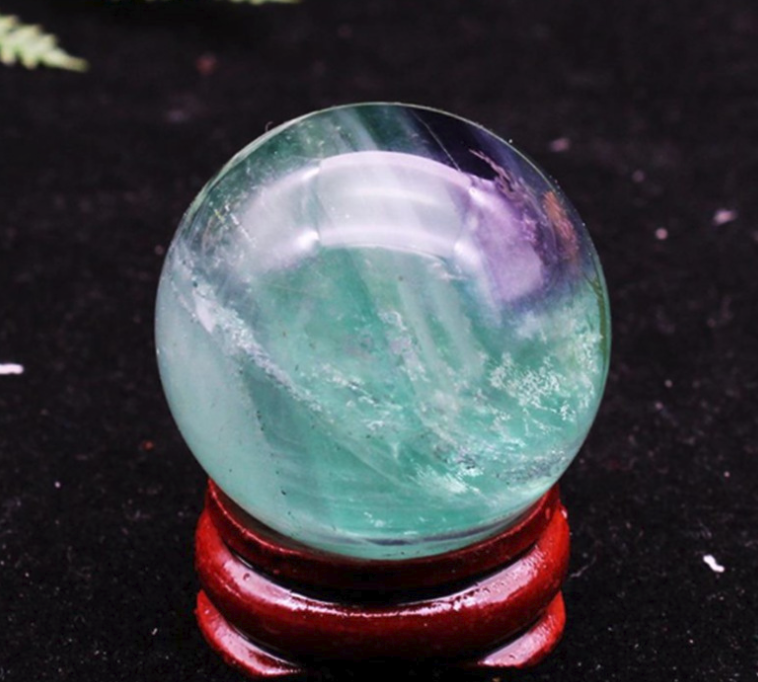 Natural fluorite crystal ball rough polished