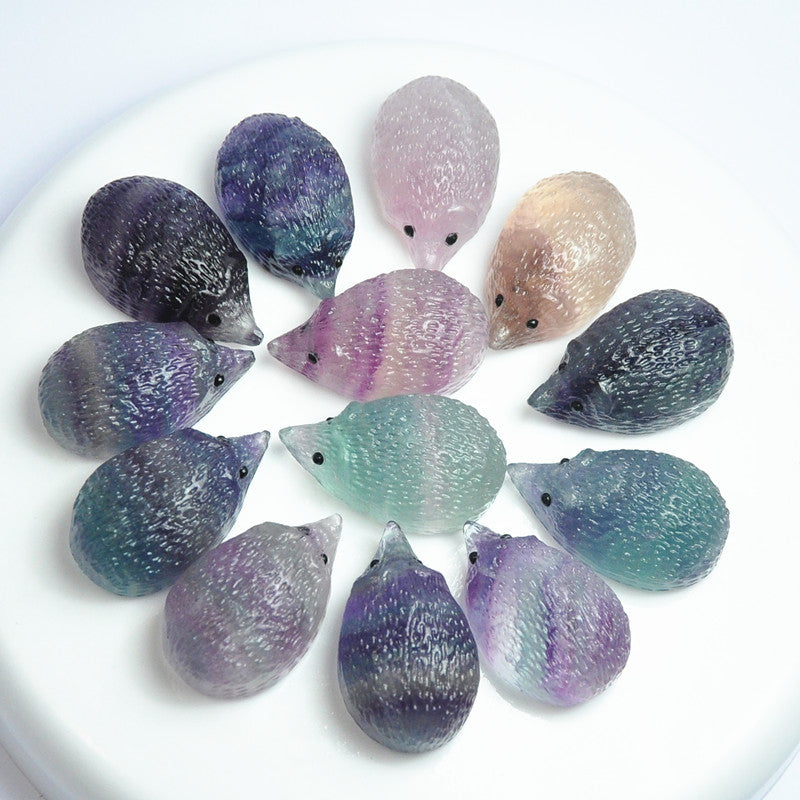 Natural Colorful Fluorite Raw Stone Hand-carved Crafts