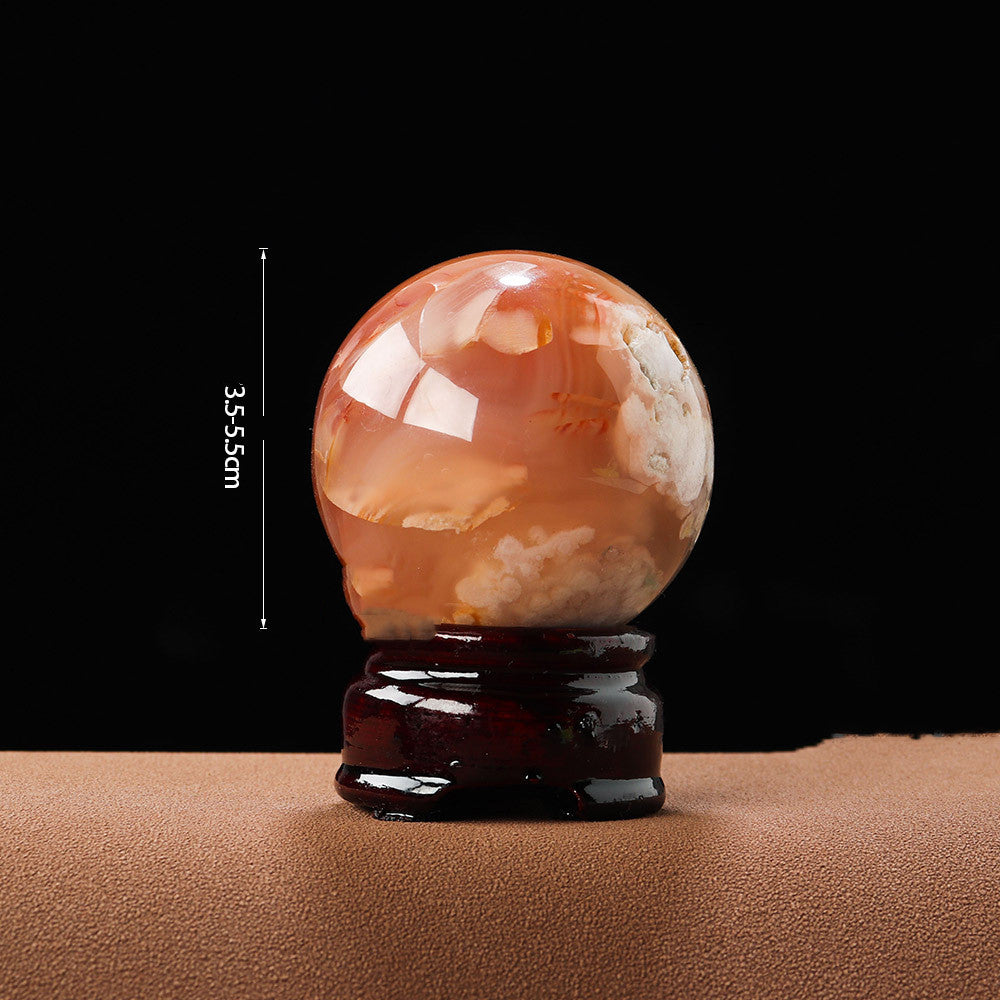 Natural Crystal Cherry Blossom Agate Crystal Ball Office Decoration