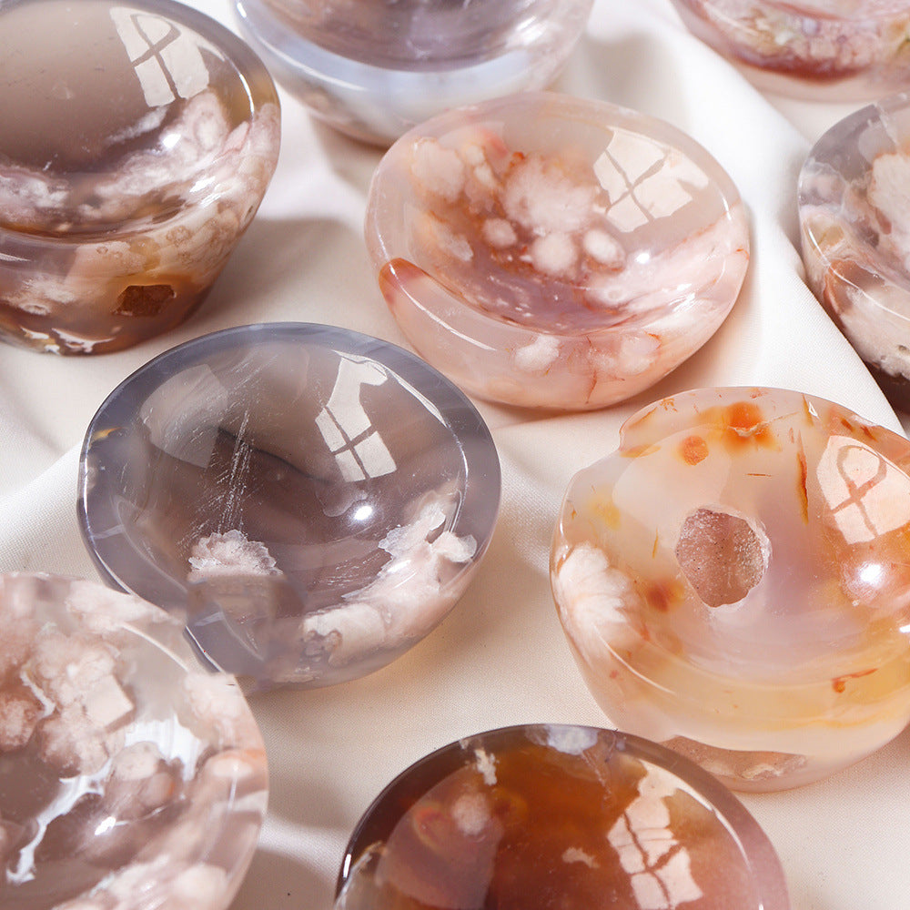 Natural Crystal Cherry Blossom Agate Decoration