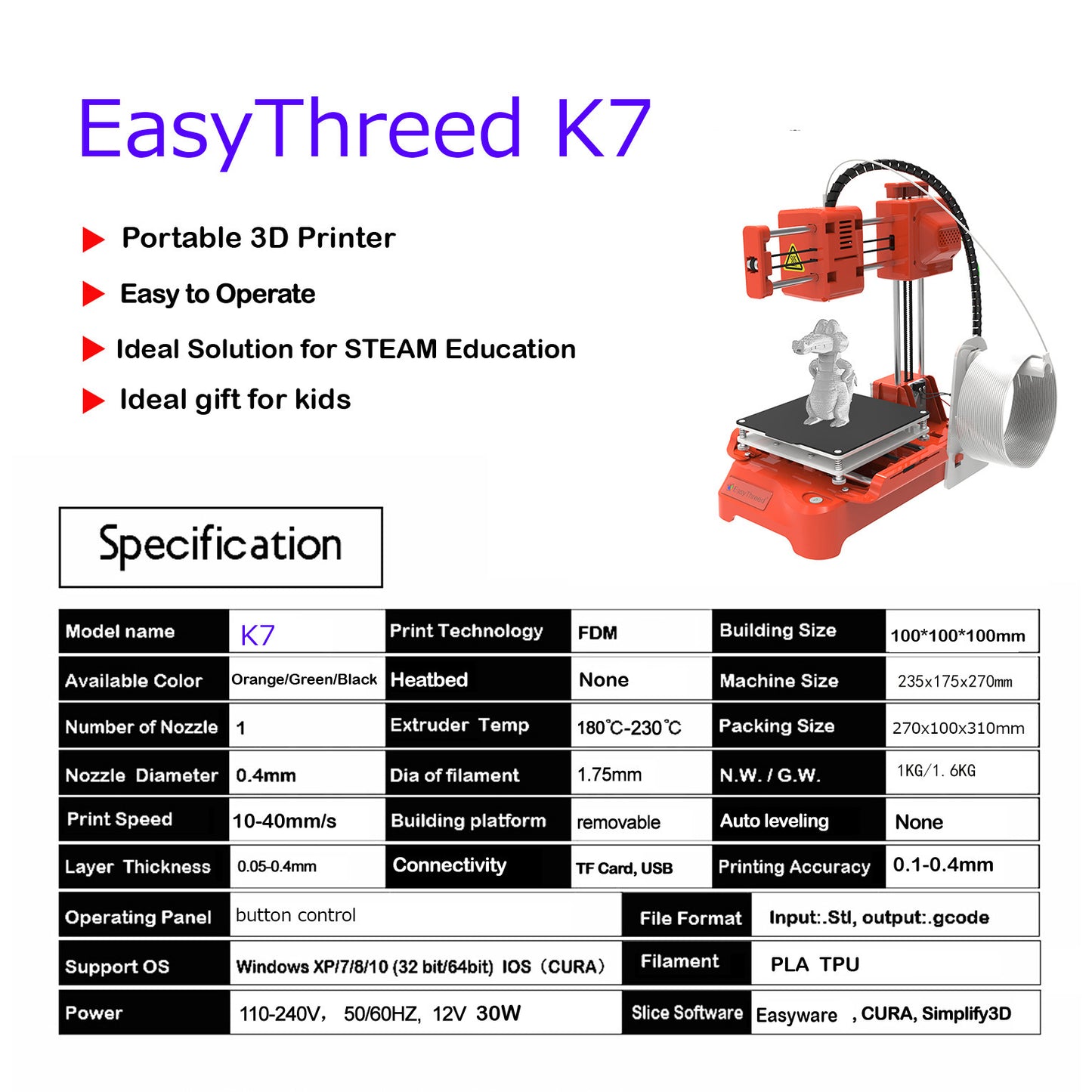 Easythreed K7 3D Printer Desktop Small Mini