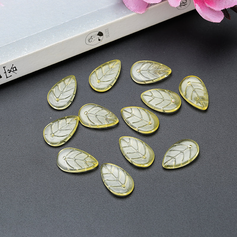 Ancient Wind Step Hairpin Diy Glazed Hairpin Headdress Crystal Glass Imitation Jade Leaves