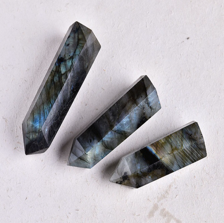 Natural Moonlight Labradorite Hexagonal Crystal Column