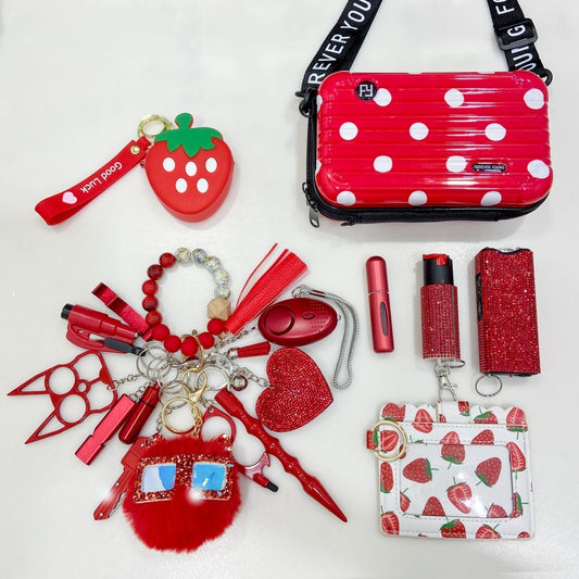 Strawberry Red Keychain Set