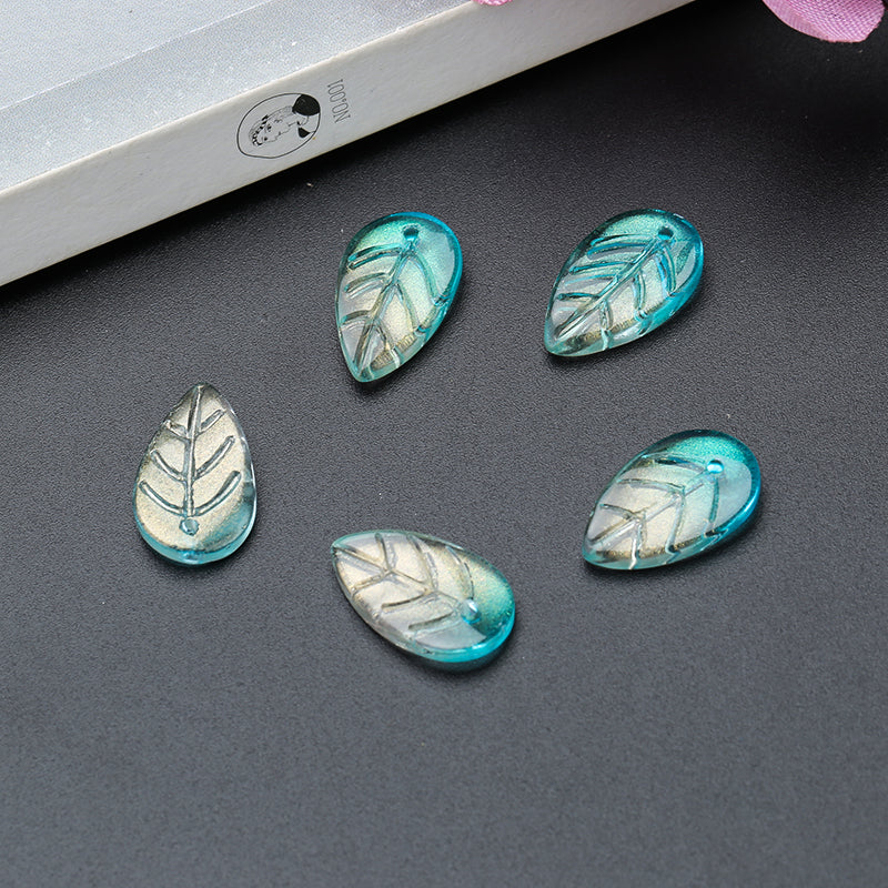 Ancient Wind Step Hairpin Diy Glazed Hairpin Headdress Crystal Glass Imitation Jade Leaves