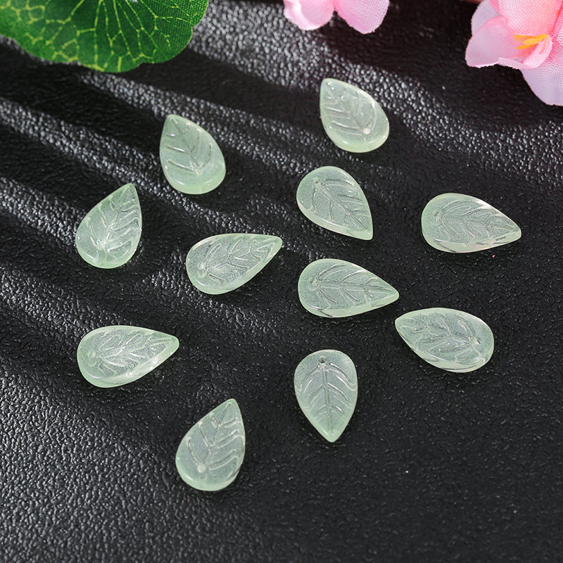 Ancient Wind Step Hairpin Diy Glazed Hairpin Headdress Crystal Glass Imitation Jade Leaves