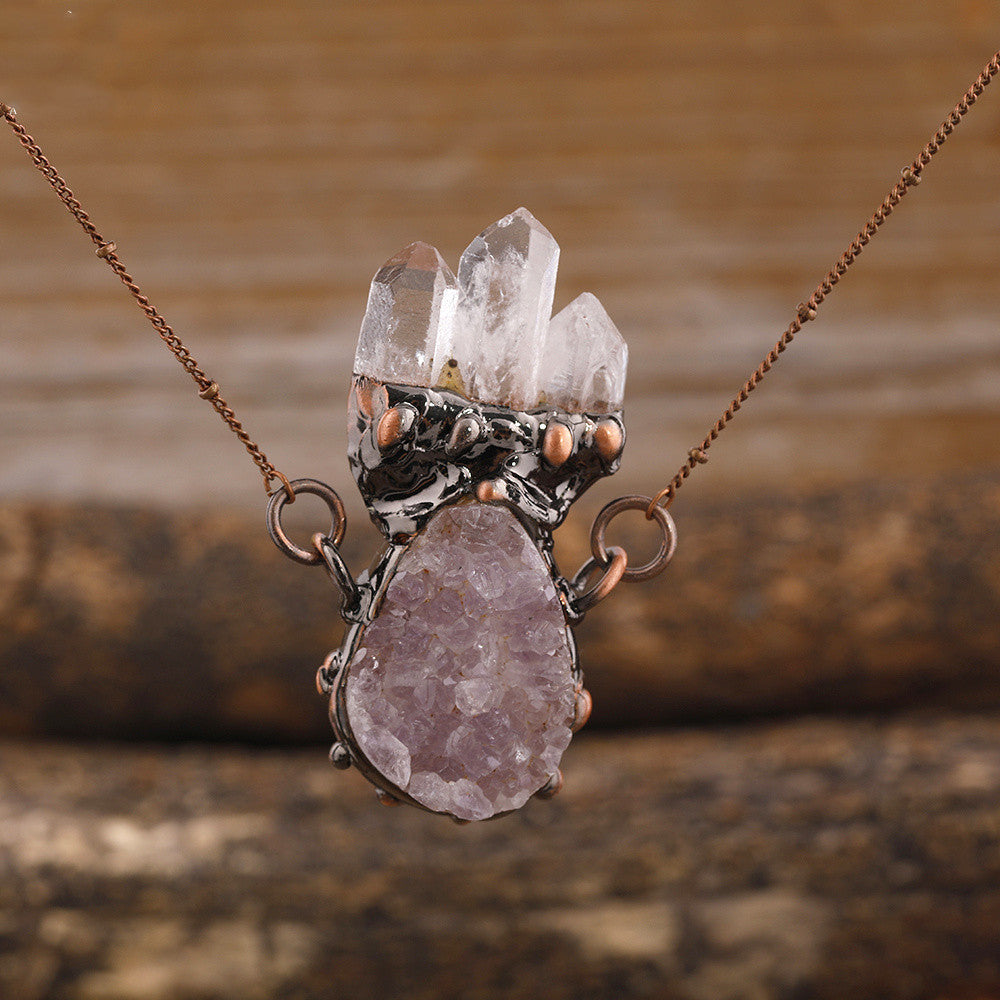 Natural White Quartz Crystal Pendant Lady