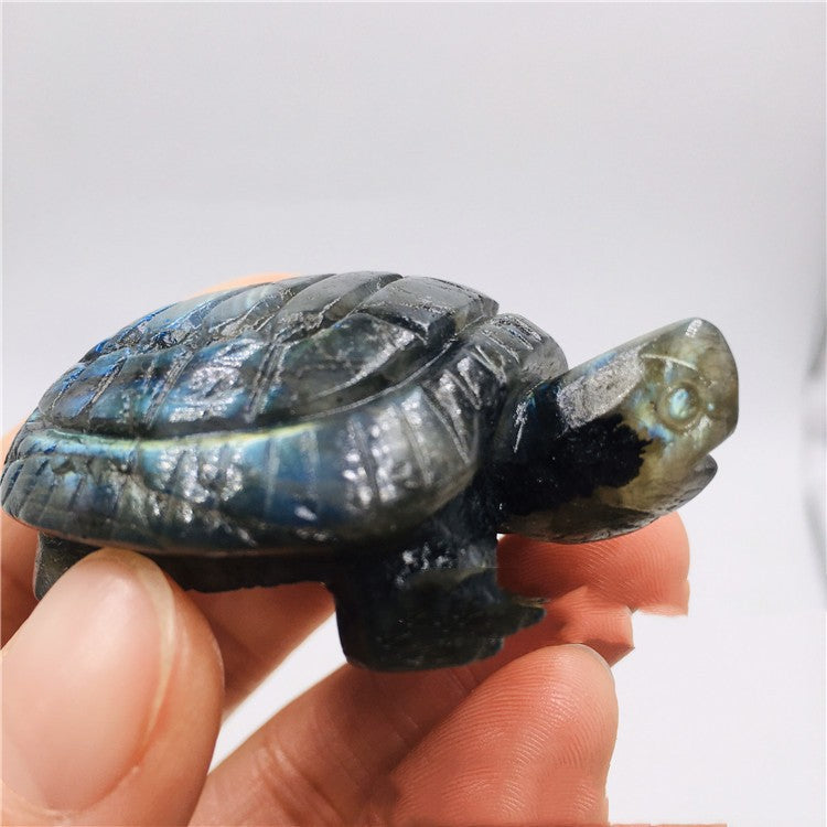 Labradorite Moonstone Carved Longevity Turtle Ornaments