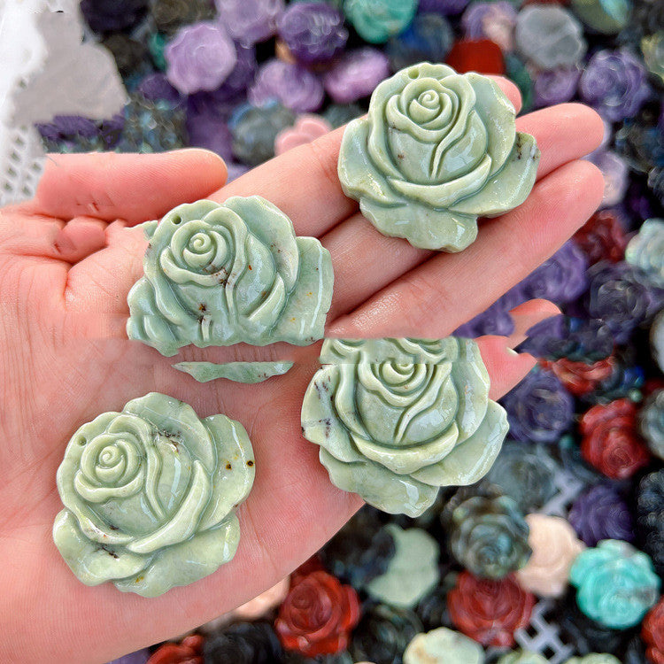 Purple Mica Labradorite Carved Rose Natural Ornament