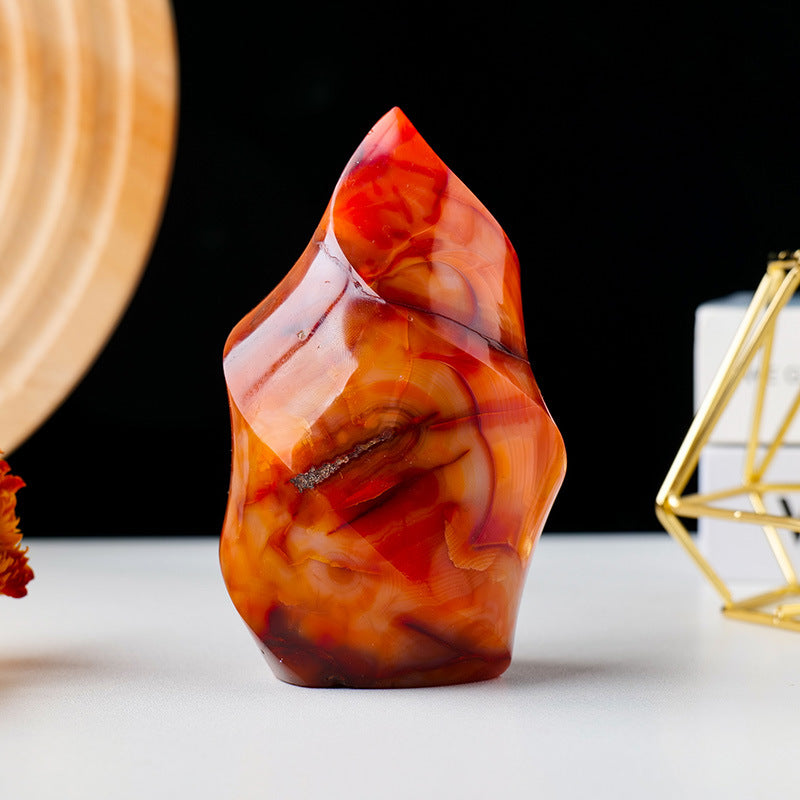 Natural Red Agate Crystal Stone Polished Office Home Decoration