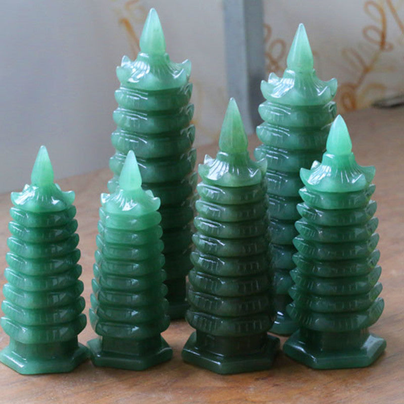 Natural Aventurine Jade Wenchang Pagoda Ornament