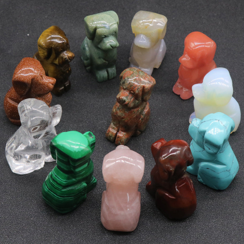 Crystal Gem Crafts Tiger Eye Onyx Carving Dogs 12 Mixed Colors Pack