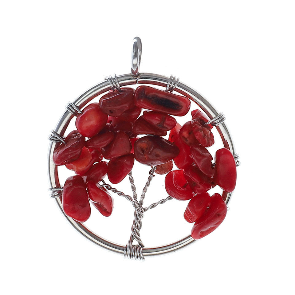 Natural Stone Crystal Life Tree Pendant