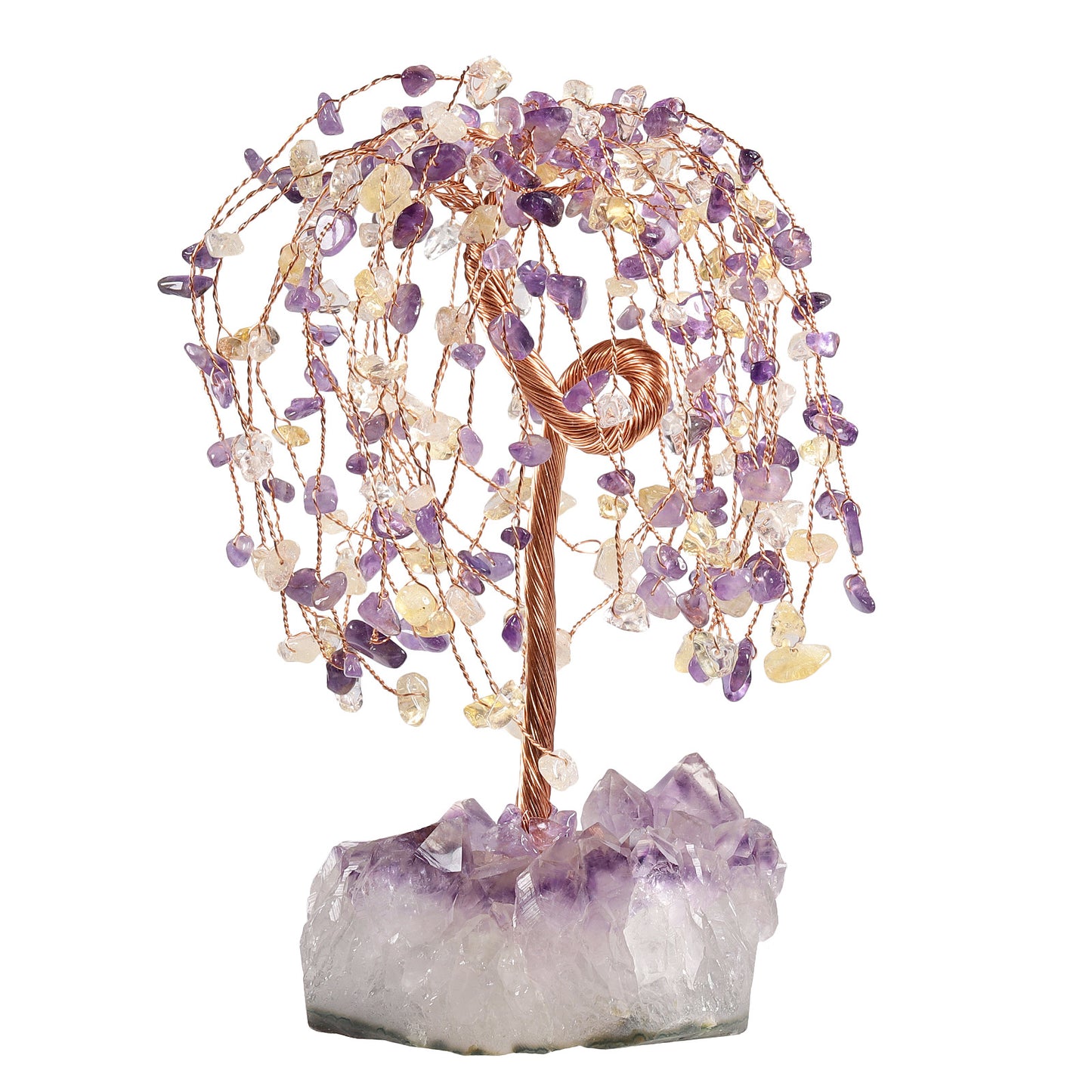 Natural Amethyst Ore Irregular Base Weeping Willow Crystal Desktop Decoration