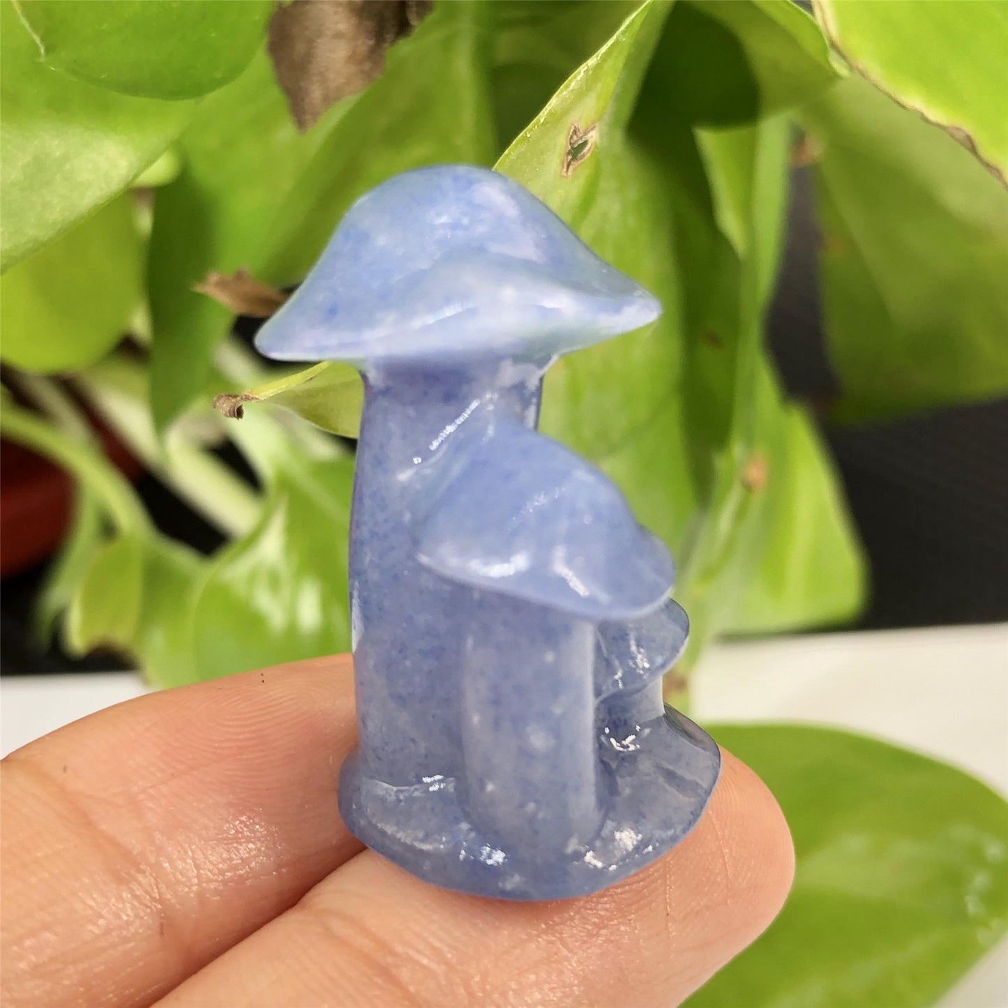 Natural Crystal Carved Blue Aventurine Mushroom Ornament