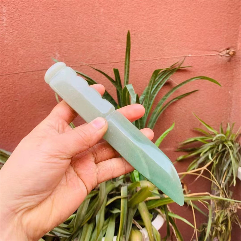 Natural Green Aventurine Dagger Carved Crystal Ornaments