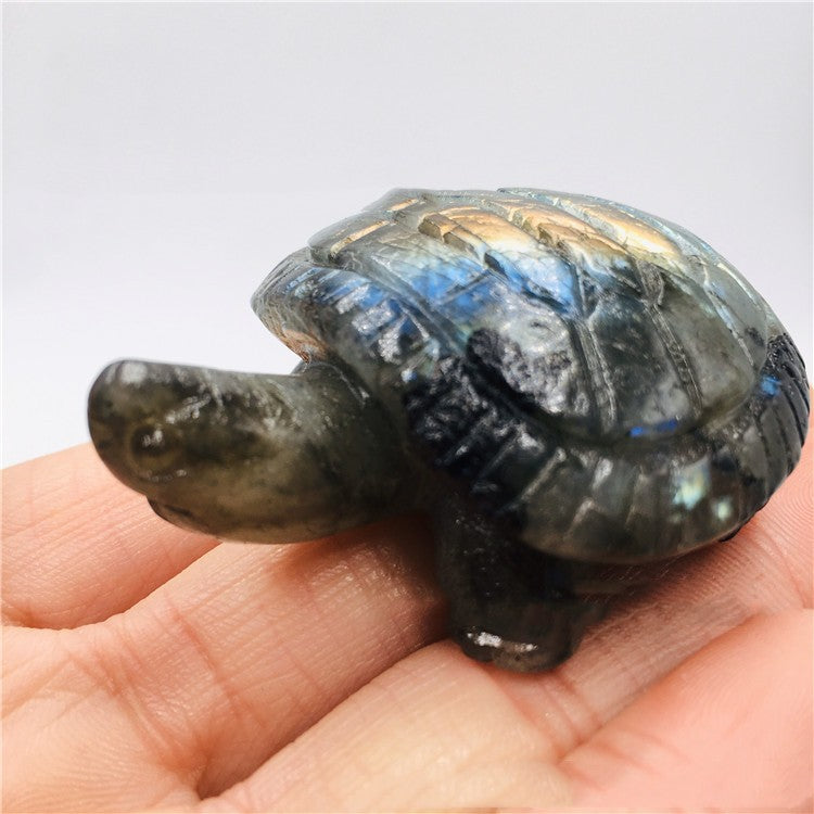 Labradorite Moonstone Carved Longevity Turtle Ornaments