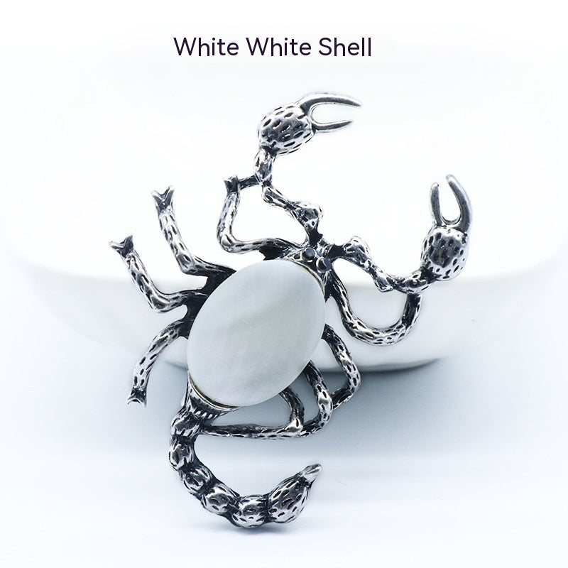 Crystal Agate Shell Scorpion Pendant