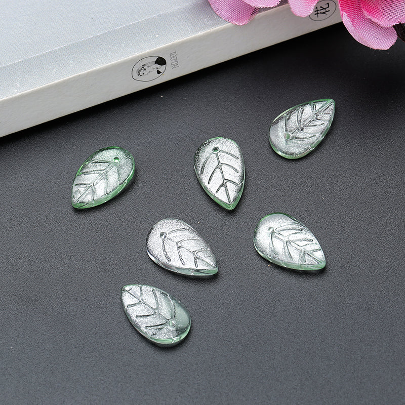 Ancient Wind Step Hairpin Diy Glazed Hairpin Headdress Crystal Glass Imitation Jade Leaves