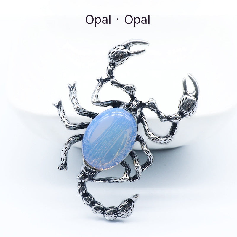 Crystal Agate Shell Scorpion Pendant