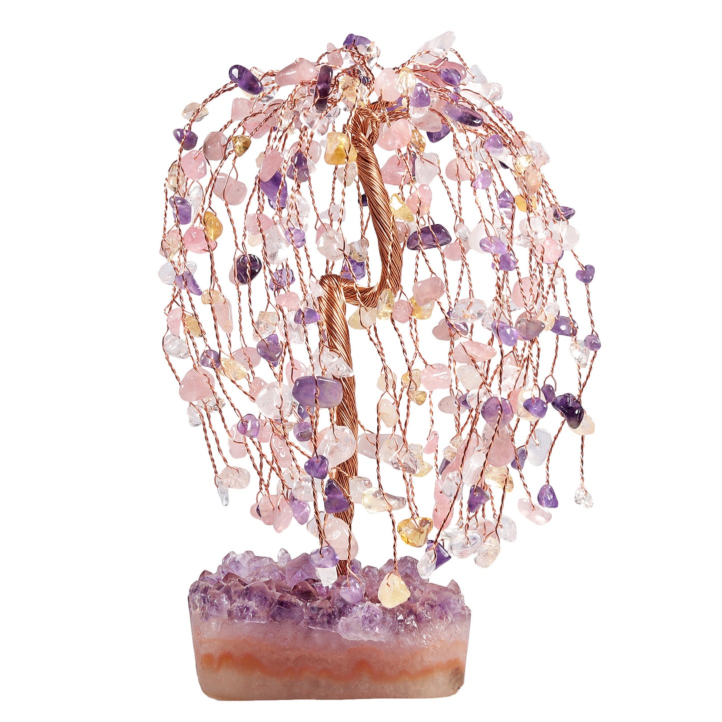 Natural Amethyst Ore Irregular Base Weeping Willow Crystal Desktop Decoration