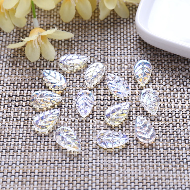 Ancient Wind Step Hairpin Diy Glazed Hairpin Headdress Crystal Glass Imitation Jade Leaves