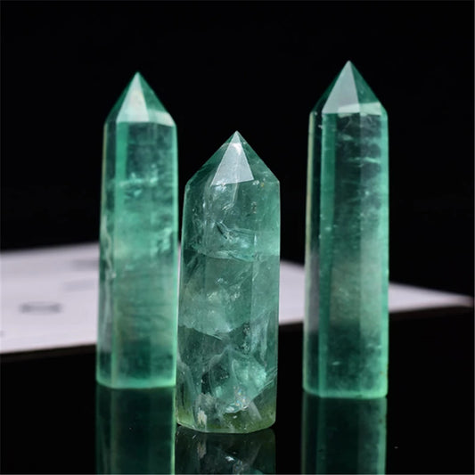 Single Pointed Column With Colorful Fluorite Decoration