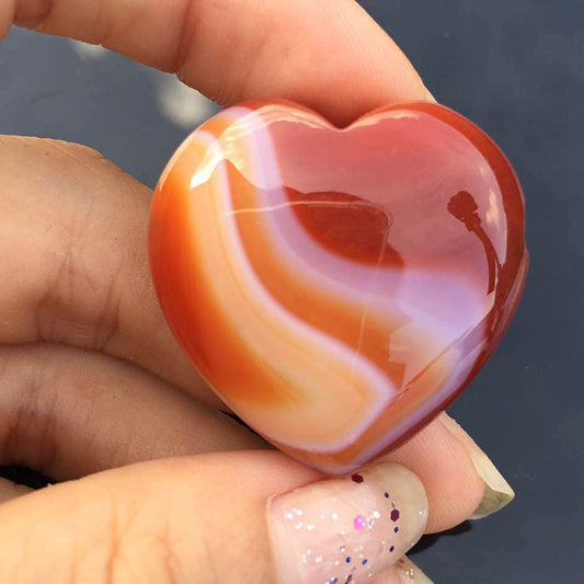 Natural Striped Onyx Stone Heart Pendant