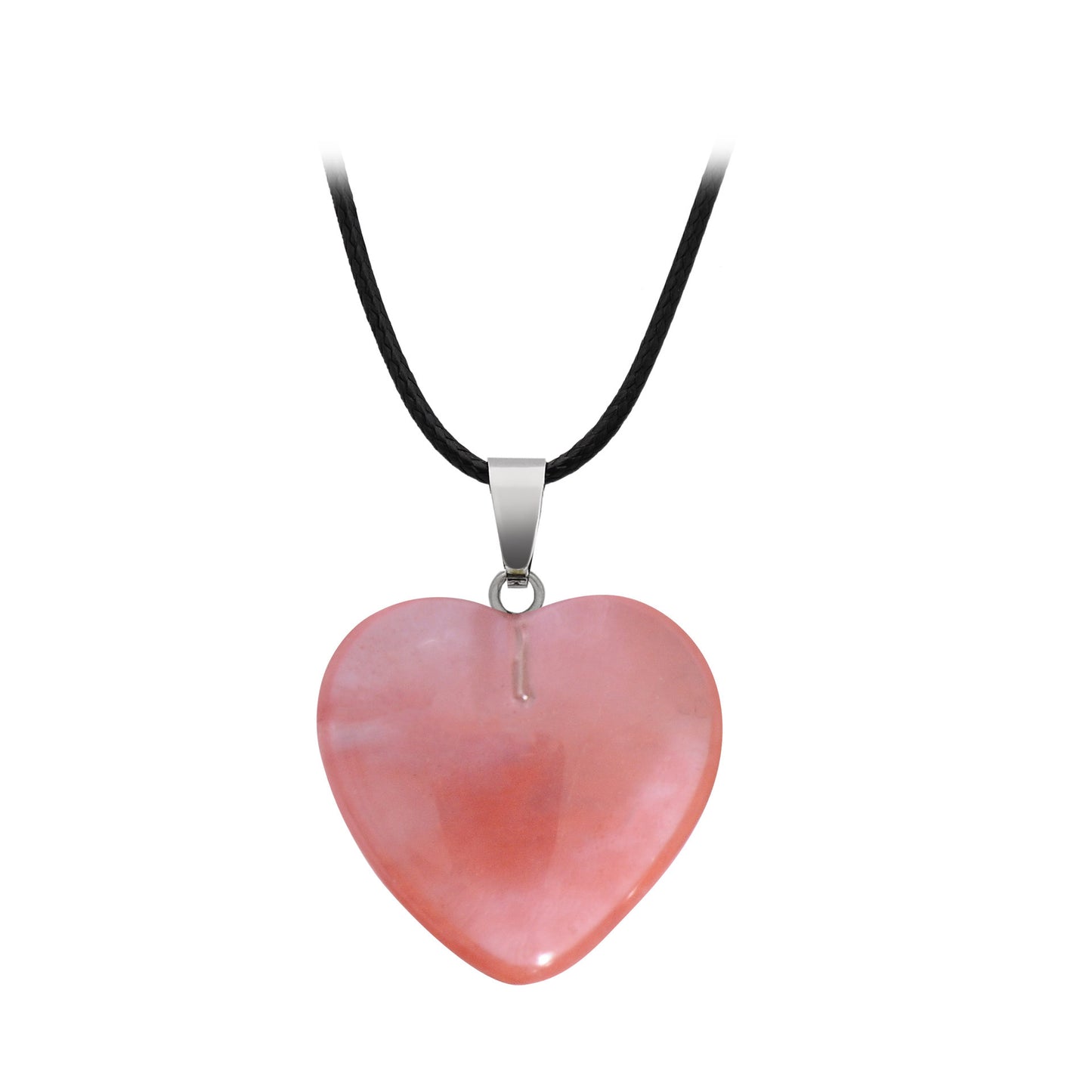 Hand-carved Love Heart Shaped Rough Stone Peach Heart Crystal Necklace