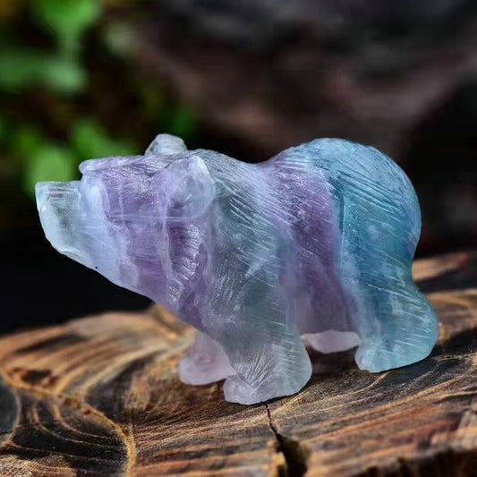 Animal Carving Fluorite Polar Bear Desktop Ornament